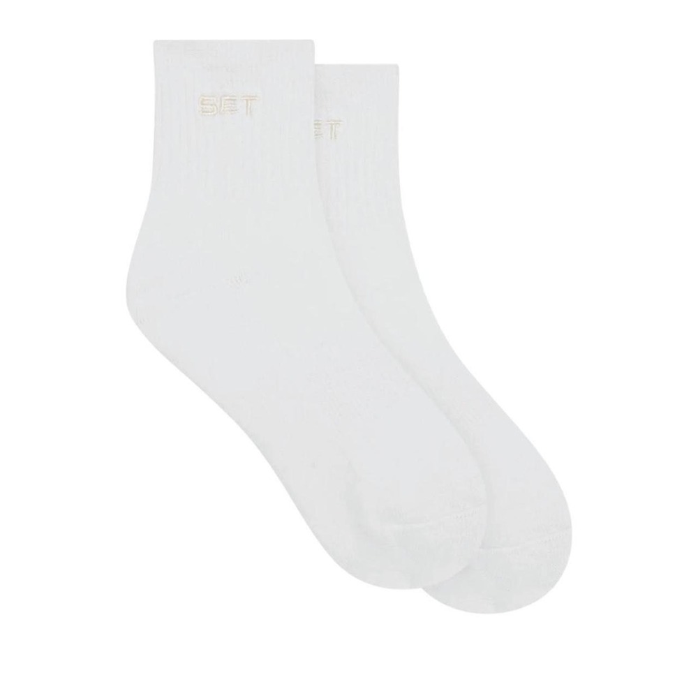SET Active Shorty Socks Blanc White Beige Logo One Size